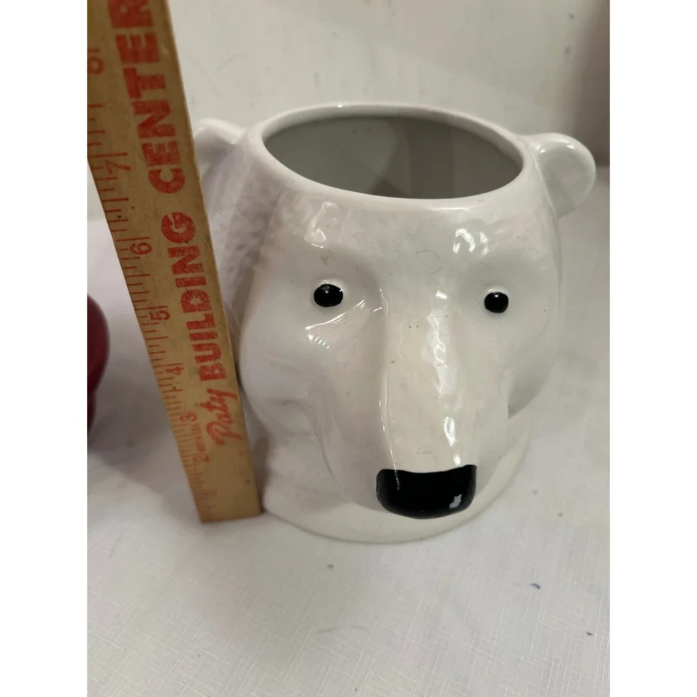 Unbranded Polar Bear Cookie Jar OS White Red Top Hat Ceramic Christmas Decor